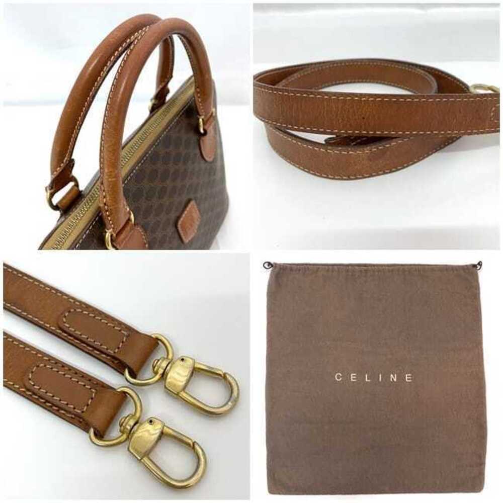 Celine Bag Brown Macadam Shoulder Top Handle Leather Zipper All over Logo - Picture 10 of 10